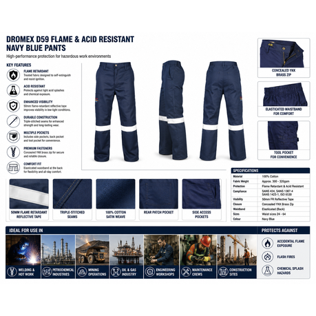 Dromex D59 Flame and Acid Resistant Navy Blue Pants - Image 7